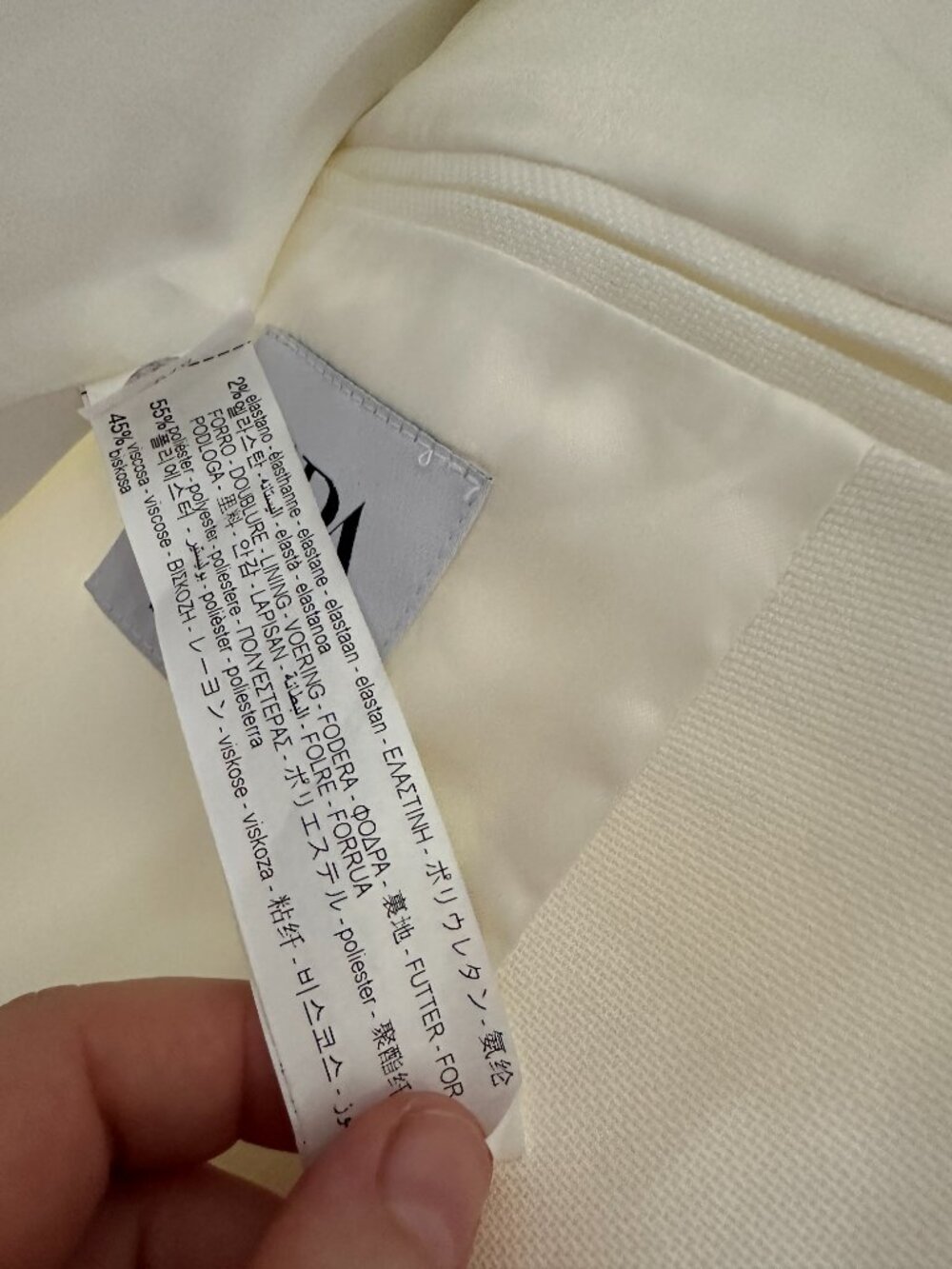 Zara Ivory Tuxedo Blazer Women’s L Cream Minimalist Tailored Jacket Old Money - Picture 11 of 12